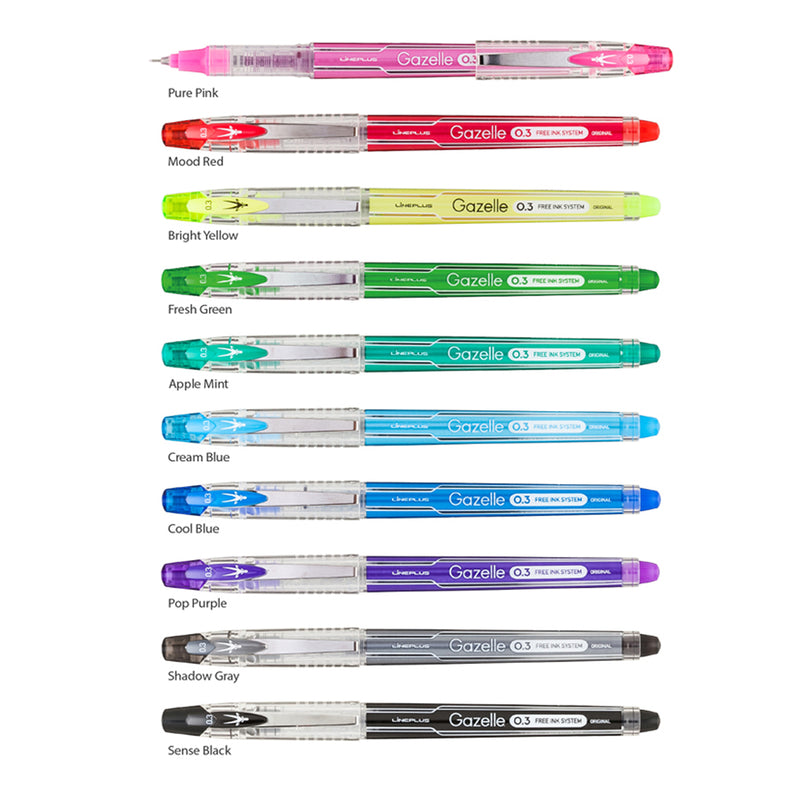 LINEPLUS GAZELLE COLOR PEN SET 0.3 - 10PC