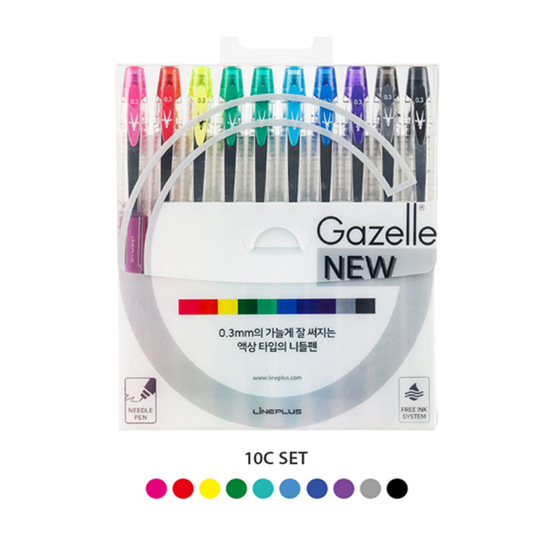 LINEPLUS GAZELLE COLOR PEN SET 0.3 - 10PC