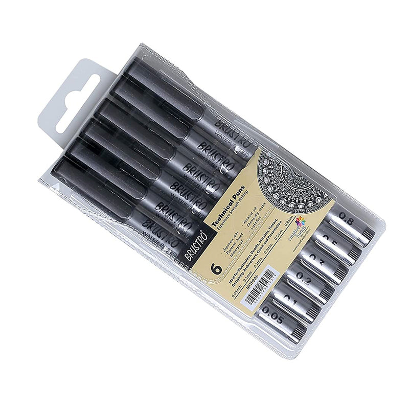 Brustro Technical Pens Black Set of 6