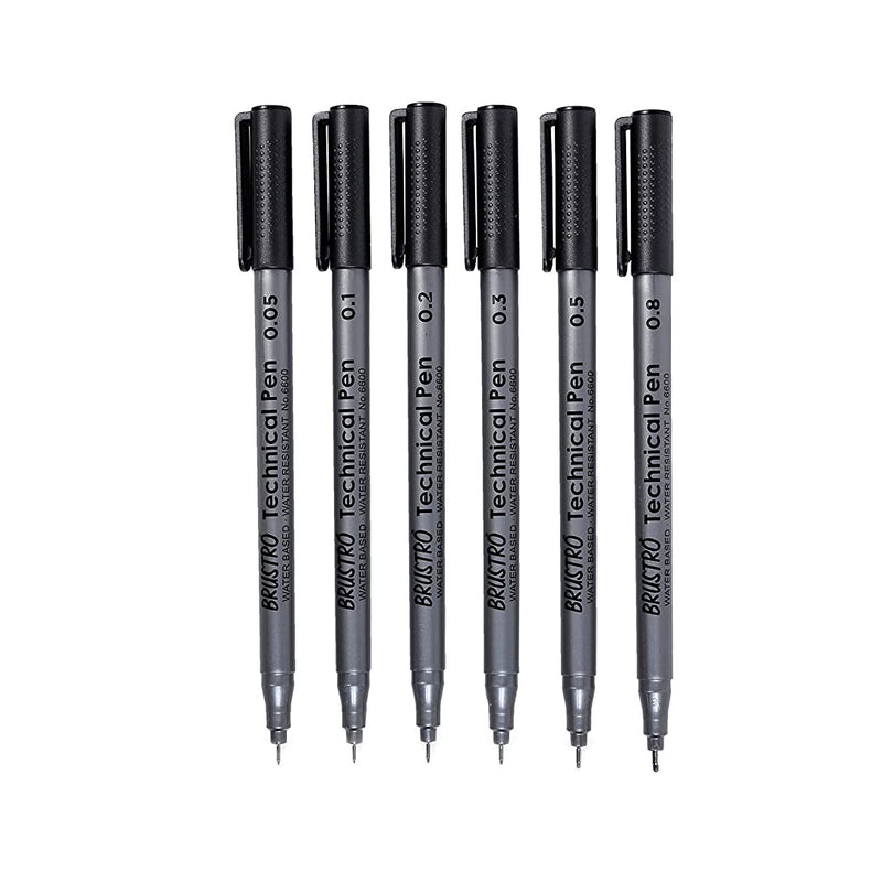Brustro Technical Pens Black Set of 6
