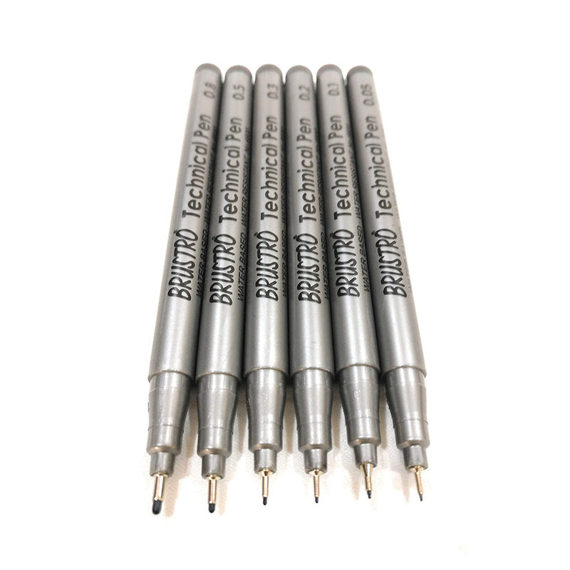 Brustro Technical Pens Black Set of 6