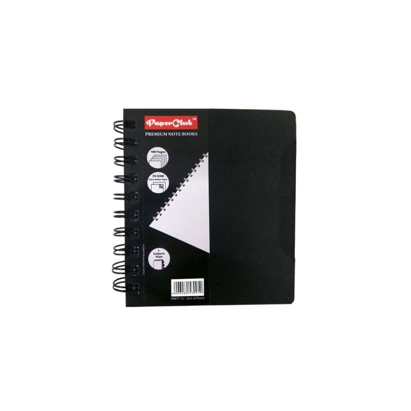 Paper Club Notebook Plain 1Sub 160P Blk A6 - 53005