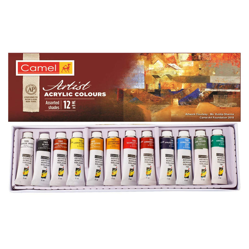 Camlin Kokuyo Acrylic Color Box - 9ml Tubes, 12 Shades