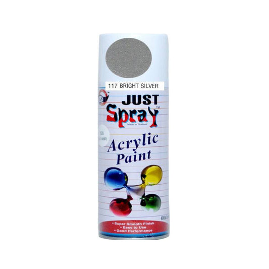 Just Spray Paint Bright Silver - 117 - Skyblue Stationery Mart